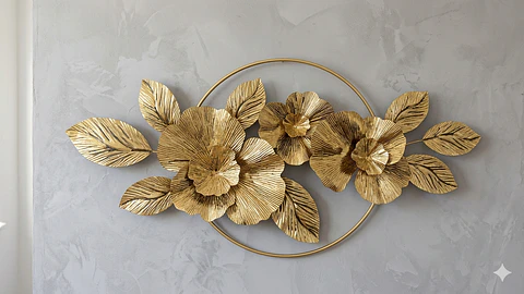 Escultura Mural "Jardín de Oro" – Arte Floral en Relieve