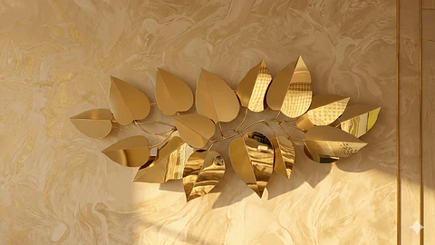 Escultura Mural "Golden Leaf Gloss" – Reflejos de Naturaleza