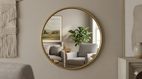 Espejo Mural "Golden Aura" – Elegancia Circular y Amplitud