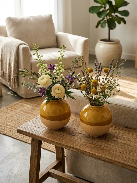 Set de Jarrones Esféricos Mantra – Naturaleza y Luz en tu Hogar