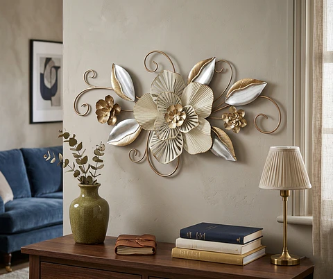 Aplique Mural "Golden Bloom" – Esencia Botánica en Relieve