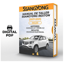 Manual de Taller Ssangyong Rexton ( 2017, 2018, 2019, 2020, 2021) GASOLINA 2.0 Y DIESEL 2.2 Ingles