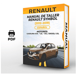 Manual de Taller Renault Symbol (2012, 2013, 2014, 2015, 2016, 2017, 2018, 2019 )GASOLINA 0.9L - 1.2L - 1.6L / DIESEL: 1.5L Español