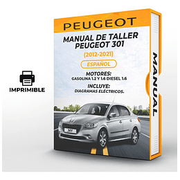 Manual de Taller Peugeot 301 ( 2012, 2013, 2014, 2015, 2016, 2017, 2018, 2019, 2020, 2021) Español