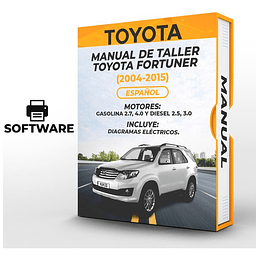 Manual de Taller Toyota Fortuner (2004, 2005, 2006, 2007, 2008, 2009, 2010, 2011, 2012, 2013, 2014, 2015)GASOLINA 2.7, 4.0 Y DIESEL 2.5, 3.0 Español