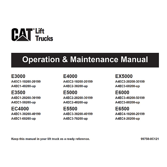 Manual De operación y mantenimiento Caterpillar Forklift E3000