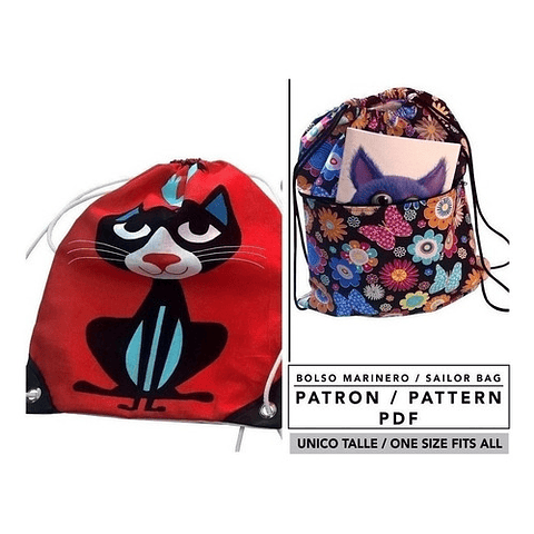 Molde De Costura, Patron Bolso Marinero - Mochila Imprimible