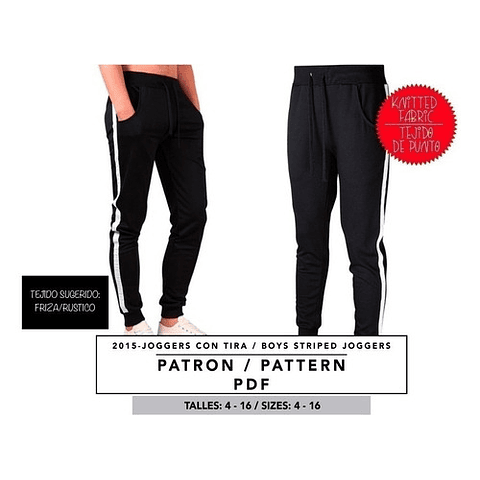 Molde De Costura, Patron Joggers Con Tira , Imprimible