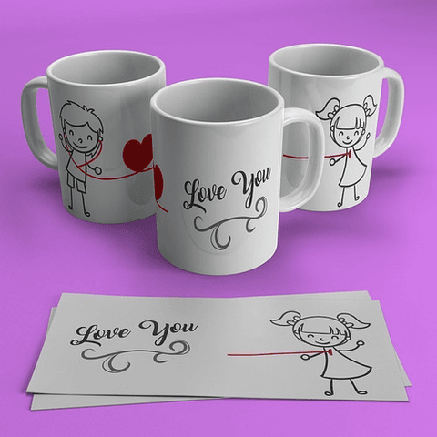 Kit Diseños Plantillas Tazas P/ Parejas Amor Sublimación M1