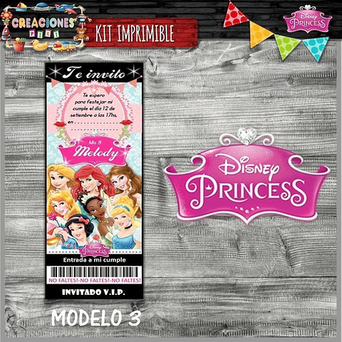 Invitacion Digital Cumpleaños Princesas Disney Whatsapp