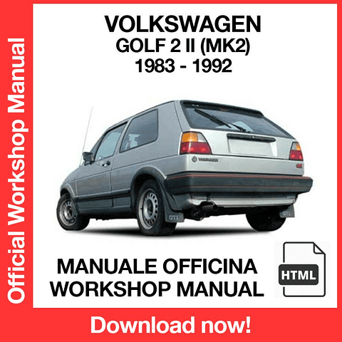 Volkswagen Golf MK2 (1983-1984-1985-1986-1987) (EN) Workshop Repair Manual Download PDF