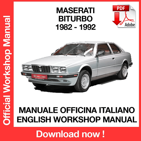 Maserati Biturbo (1982, 1983, 1984, 1985, 1986, 1987) (EN) Workshop Repair Manual Download PDF