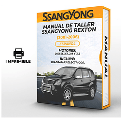 Manuale di officina Ssangyong Rexton (2001, 2002, 2003, 2004, 2005, 2006)  2.7, 2.9 e 3.2 PDF