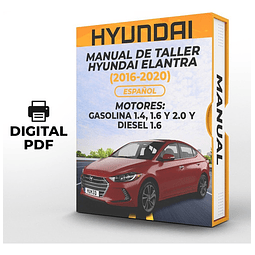 Manuale d'officina Hyundai Elantra (2016, 2017, 2018, 2019, 2020) 1.4, 1.6 E 2.0 GAS 1.6