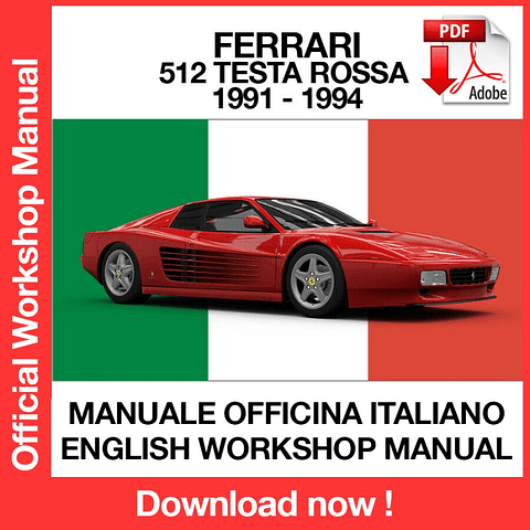 MANUALE OFFICINA FERRARI 512 TESTA ROSSA (1991-1992-1993-1994) (ITA) (EN) (DE) (FR)