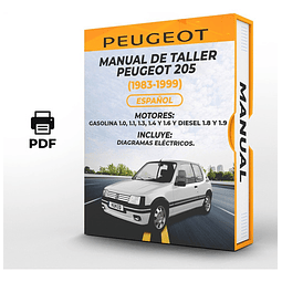 Manuale d'officina Peugeot 205 (1983, 1984, 1985) 1.0, 1.1, 1.3, 1.4 1.6 GAS 1.8 1.9