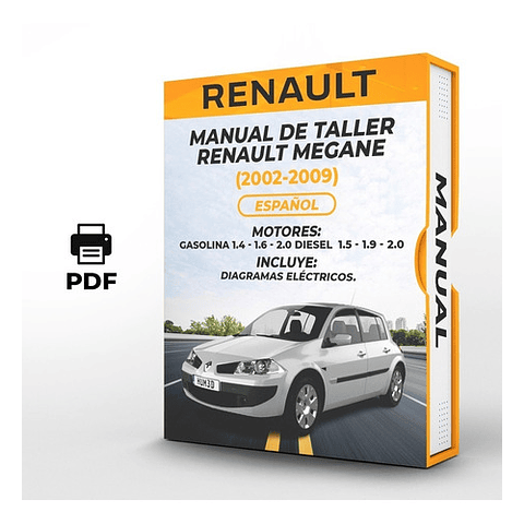 Manuale d'officina Renault Megane (2002, 2003, 2004, 2005, 2006, 2007, 2008, 2009) 1.4 - 1.6 - 2.0