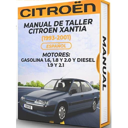Manuale di officina Citroen Xantia (1993-2001) 1.6, 1.8 e 2.0 e Gaso 1.9 e 2.1