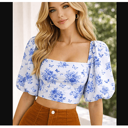 Milkmaid-style blouse pattern with puff sleeves, sizes XS-XXXL, cottagecore style