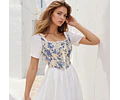 Sewing pattern for a cottagecore style corset top. Women's top pattern in PDF format