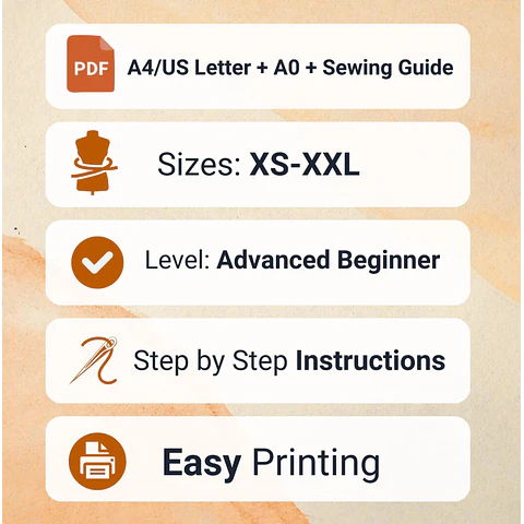 Blouse sewing pattern, sizes XS-XXL, ruffled blouse pattern, easy women's blouse pattern