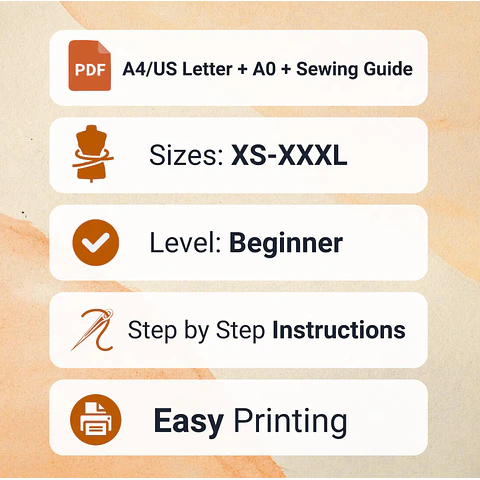 Women's Top Blouse Sewing Pattern in PDF | XS-XXXL | Women's Pattern | Sewing Pattern for Beginners