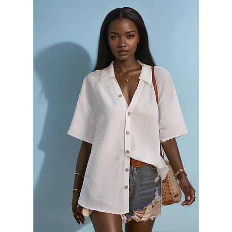 Summer Shirt Sewing Pattern, Shirt Pattern, Short Sleeve Shirt Pattern, Sewing Pattern, Women Sewing pattern, Beginner Sewing Pattern Blouse