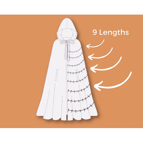 Cloak Sewing Pattern with 9 Lengths, Cape Pattern, Elven Cape, Magical Gown, Medieval Dress, Hooded Cloak, Cape with Hood Pattern, Long Cape