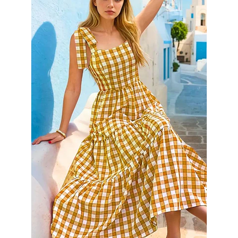 Tiered Dress Pattern | Shoulder Tie Dress Pattern | Maxi Dress Pattern | Gathered Dress Pattern | Ruffle Dress Pattern Women, Summer Dress