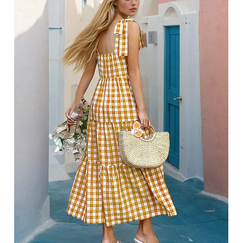 Tiered Dress Pattern | Shoulder Tie Dress Pattern | Maxi Dress Pattern | Gathered Dress Pattern | Ruffle Dress Pattern Women, Summer Dress
