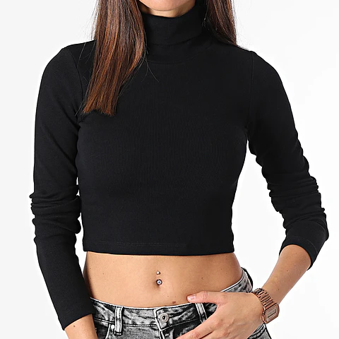 Molde Digital Top Cuello Alto Manga Larga, Talles S Al Xxl