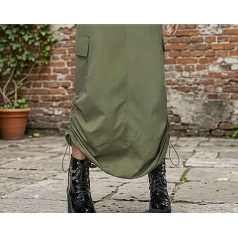 Molde Digital Falda Larga Cargo Con Jareta, Talles S Al Xxl