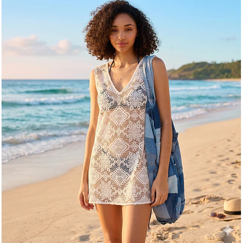 Molde Digital Vestido Playero Escote V, Pack Talles S Al Xxl