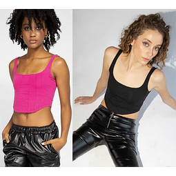 Molde Digital Top Punto Recortes Onda Corset, Talles S A Xxl