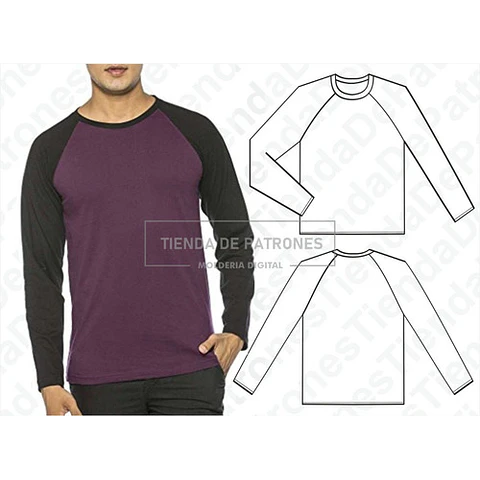 Moldes Patrones Polera Hombre Manga Larga Ranglan S Al 2xl