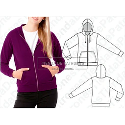 Molde Patron Imprimible Polerón Canguro Mujer Talles Xs Al Xl