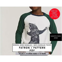 Molde De Costura, Patron Polera Ranglan Ml Nene, Imprimible