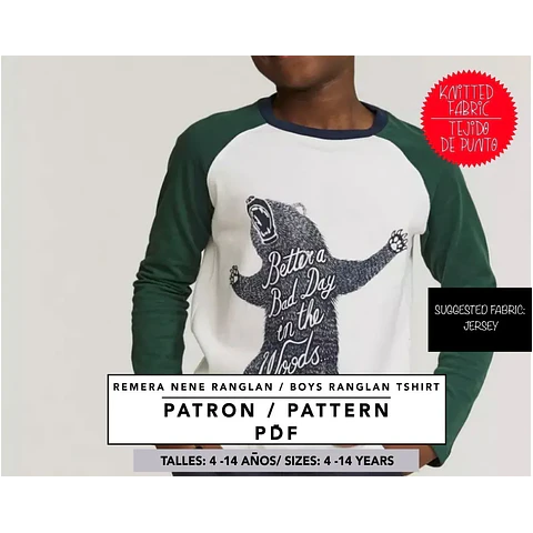 Molde De Costura, Patron Polera Ranglan Ml Nene, Imprimible