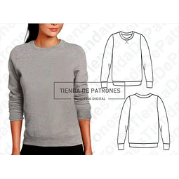 Moldes Patrones Polerón Cuello Redondo Mujer Talle Del Xs Al Xl
