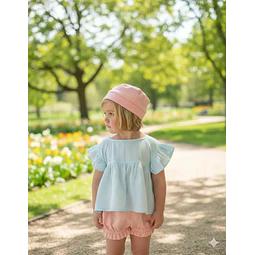 Molde Digital Polera Beba Manga Volado, Pack Talles 1 Al 5