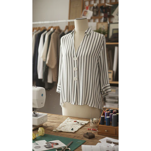 Molde Digital Blusa Camisera Escote V,  Manga 3/4 Pack 5 Talles!