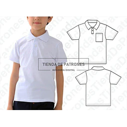 Molde Patron Coreldraw polera Polo Niños Talles Del 10 Al 16