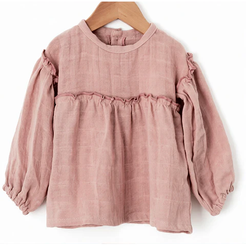 Molde Digital Polera Beba Manga Larga C / frunce talles 1 Al 5