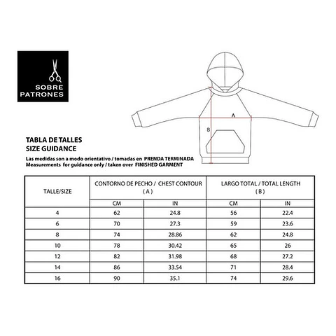 Molde De Costura, Patron Polerón Canguro Niños, Imprimible