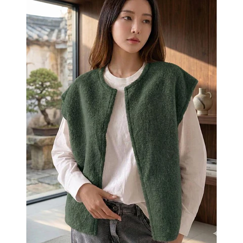 Patrón de costura de chaleco tela tipo peluche para mujer