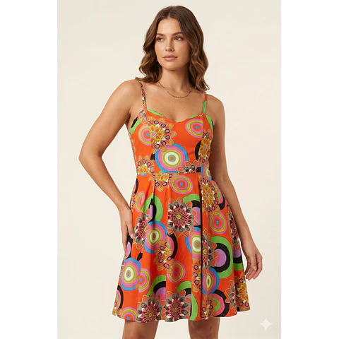 Molde Digital Vestido Evase Escote Corazon, Talles S Al Xxl