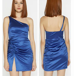 Molde Digital Vestido Un Hombro C/tajo Inf, Talles S Al Xxl