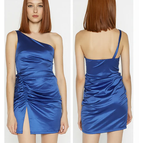 Molde Digital Vestido Un Hombro C/tajo Inf, Talles S Al Xxl