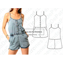 Molde Patron Imprimible Mono Enterito Mujer Talles Xs Al Xl