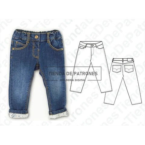 Molde Coreldraw Jean Clásico Bebes Talles 0meses A 4años